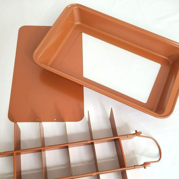 EUC Nonstick Brownie Copper Pan Mix Bake And Serve Brownies Removable Bottom - Picture 4 of 6